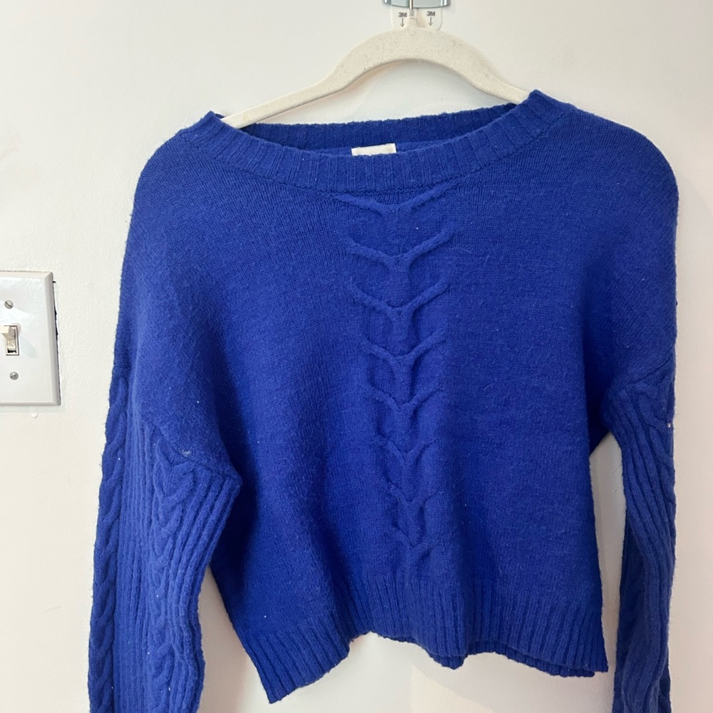 Blue Cable Knit Sweater